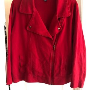 Red zipper front jacket 100% cotton